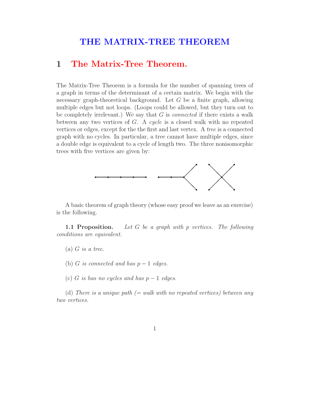 The Matrix Tree Theorem