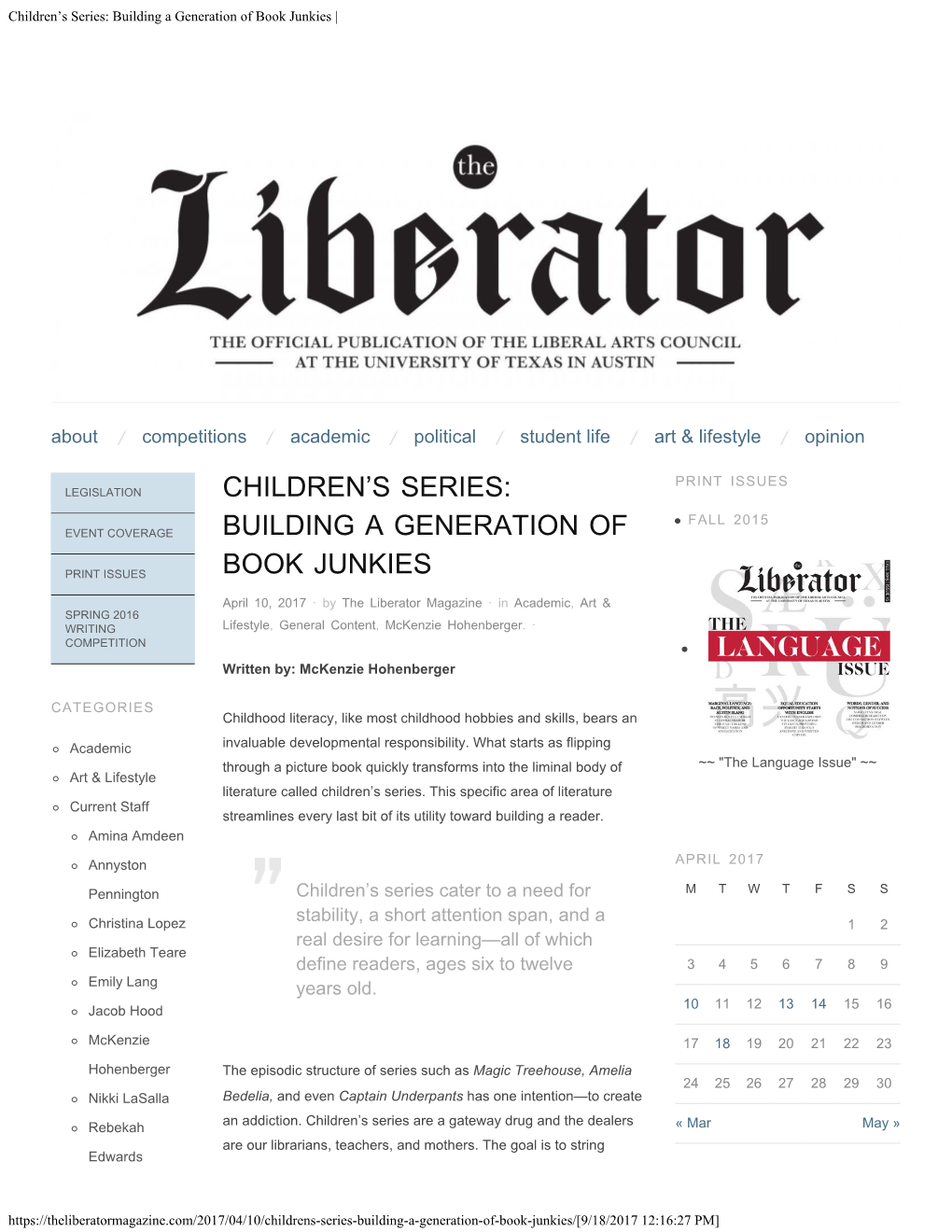 Children's Series: Building a Generation of Book Junkies |