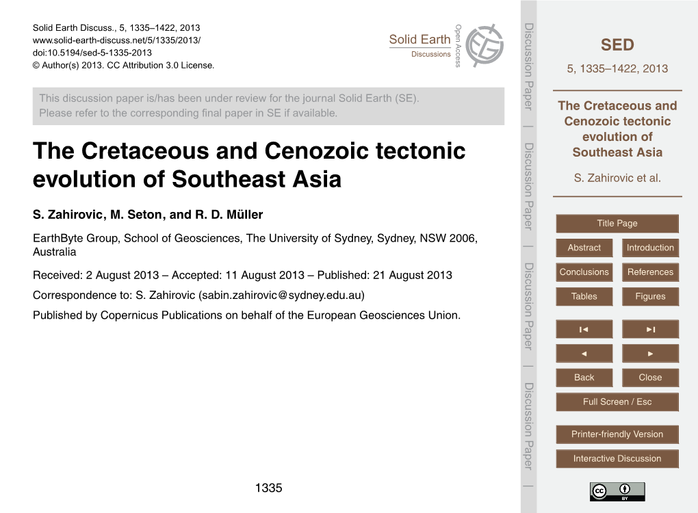 The Cretaceous and Cenozoic Tectonic Evolution of Southeast Asia