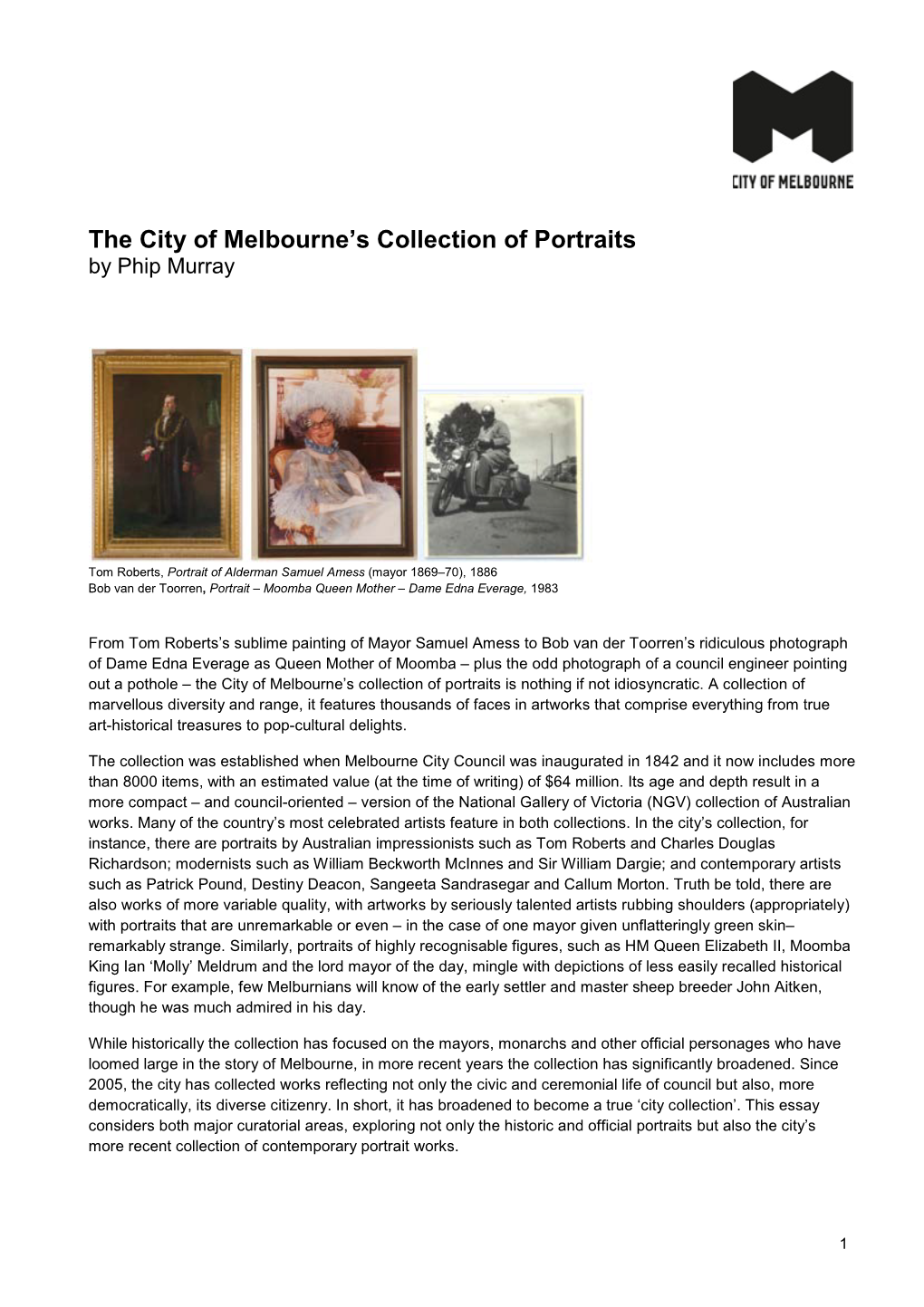 The City of Melbourne's Collection of Portraits