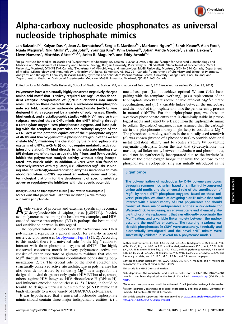 Alpha-Carboxy Nucleoside Phosphonates As Universal Nucleoside Triphosphate Mimics