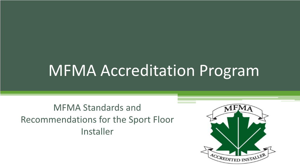 MFMA Accreditation Program Study Guide