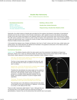 Double Star Astronomy: Orbital & Dynamic Elements