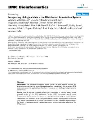 Integrating Biological Data–The Distributed Annotation System