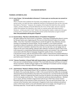 Colloquium Abstracts Thursday, October 24, 2013