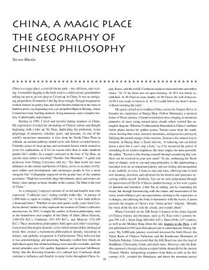 CHINA, a MAGIC PLACE the GEOGRAPHY of CHINESE PHILOSOPHY Steven Martin