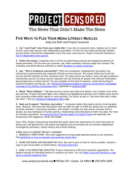FIVE WAYS to FLEX YOUR MEDIA LITERACY MUSCLES Andy Lee Roth and Project Censored