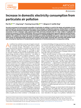 Increase in Domestic Electricity Consumption from Particulate Air Pollution