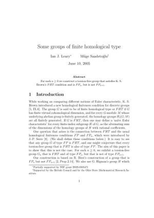 Some Groups of Finite Homological Type