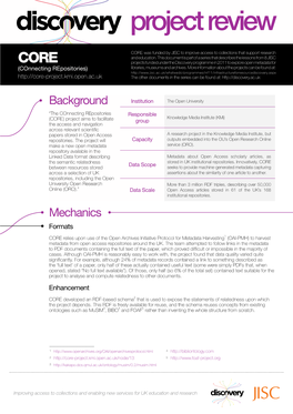 Project Review - CORE (Connecting Repositories)Project Reviewpage 1 of 2