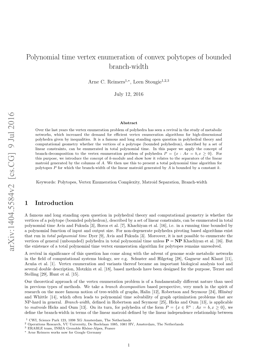 Polynomial Time Vertex Enumeration of Convex Polytopes of Bounded