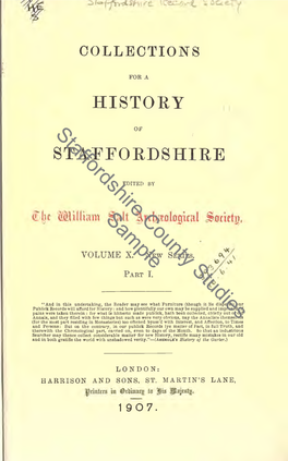 Collections for a History of Staffordshire, 1907. Part 1