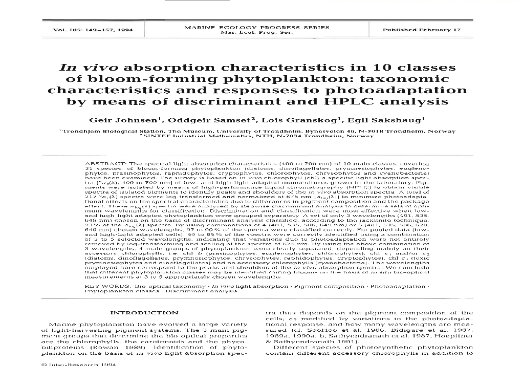 In Vivo Absorption Characteristics in 10