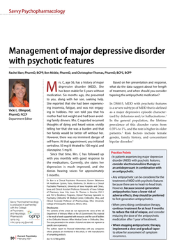 Management of Major Depressive Disorder with Psychotic Features