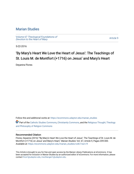 The Teachings of St. Louis M. De Montfort (+1716) on Jesus’ and Mary’S Heart