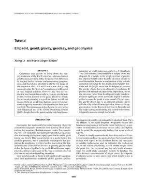 Tutorial Ellipsoid, Geoid, Gravity, Geodesy, and Geophysics