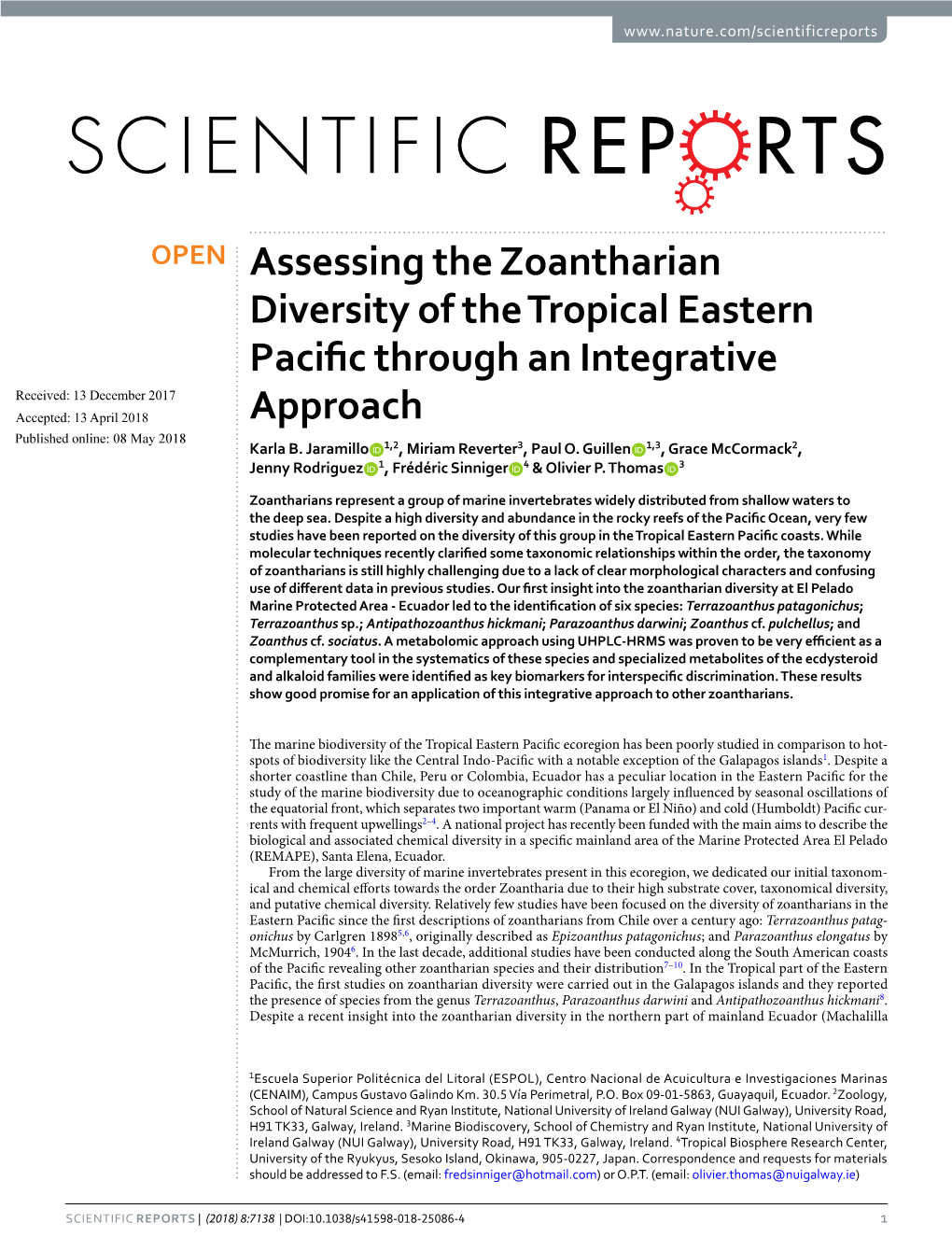 Assessing the Zoantharian Diversity of the Tropical Eastern Pacific