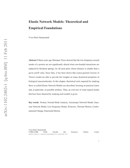 Elastic Network Models: Theoretical and Empirical Foundations