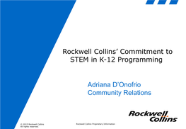 Rockwell Collins’ Commitment to STEM in K-12 Programming