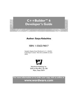 C++Builder™ 6 Developer's Guide