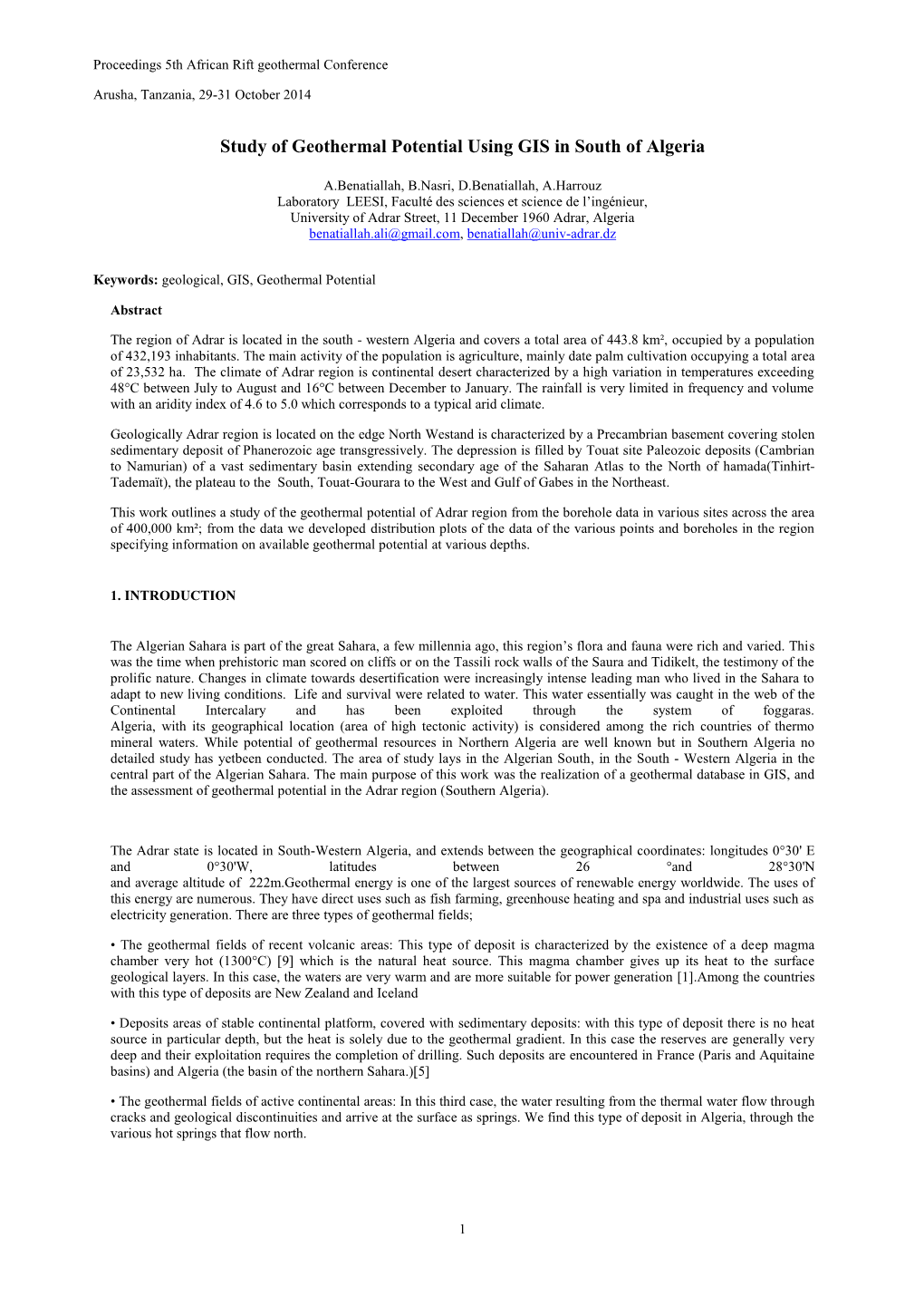 Studying of Geothermal Potential Using GIS in Algeria