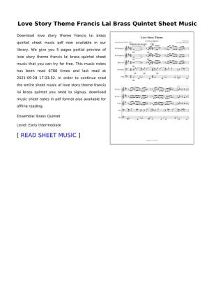 Love Story Theme Francis Lai Brass Quintet Sheet Music