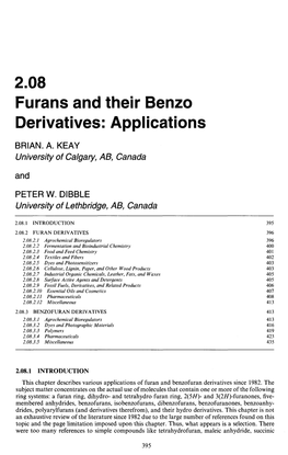 2.08 Furans and Their Benzo Derivatives: Applications