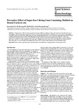 Preventive Effect of Sugar-Free Chewing Gum Containing Maltitol on Dental Caries in Situ