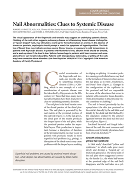 Nail Abnormalities: Clues to Systemic Disease ROBERT S