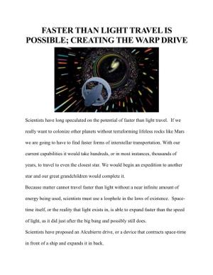 Creating the Warp Drive