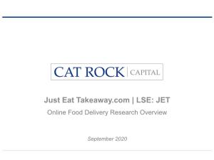 Just Eat Takeaway.Com | LSE: JET Online Food Delivery Research Overview