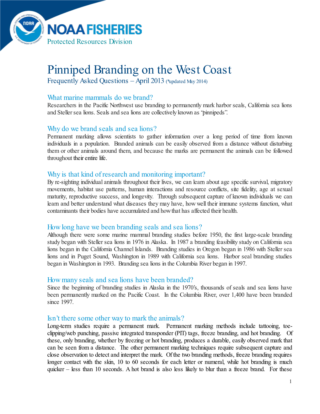 Pinniped Branding: Frequently Asked Questions