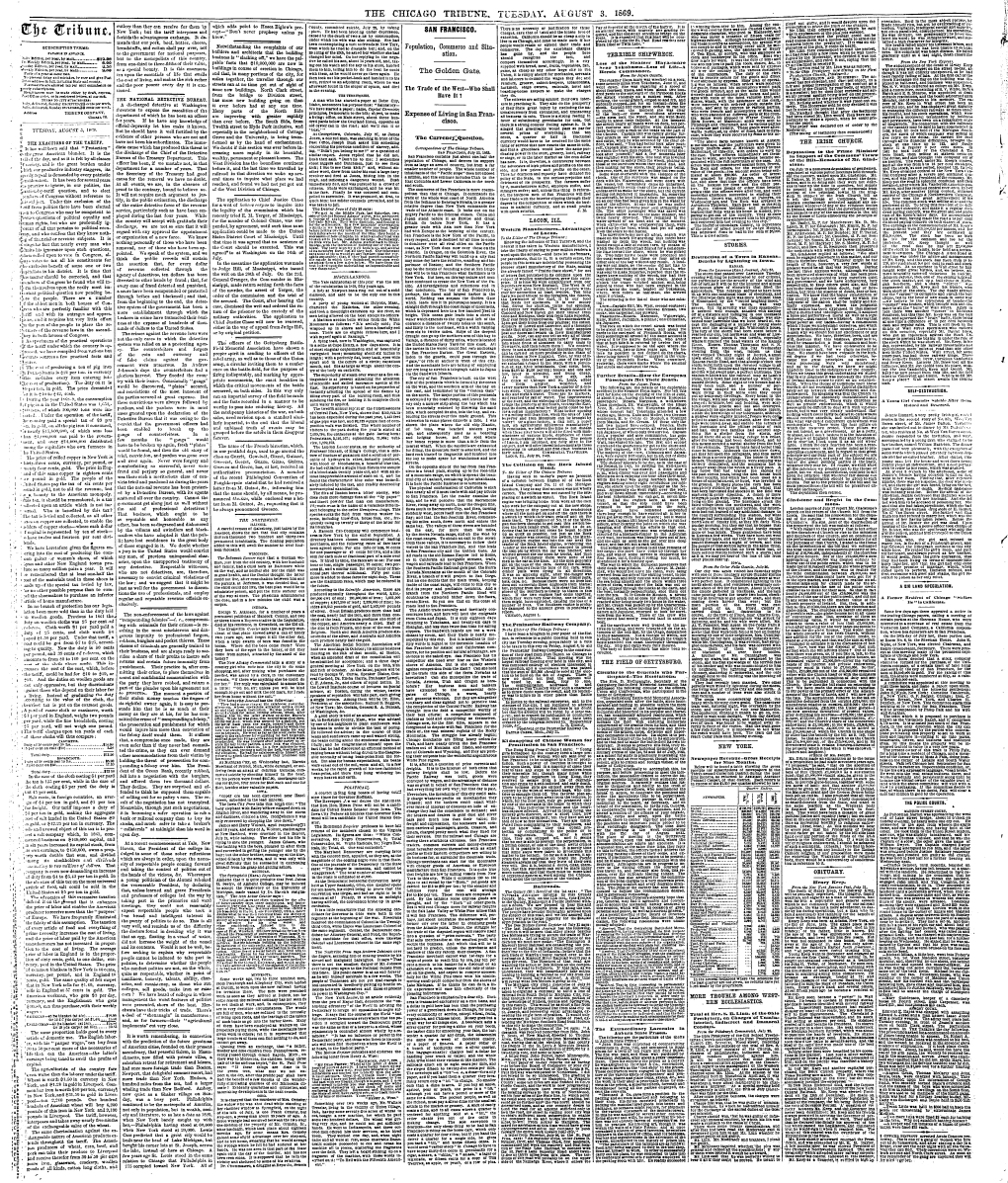 THE CHICAGO TRIBUNE. TUESDAY. AUGUST 3. 1869. Devolve Npoa the I Mciatiop