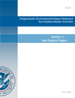 Programmatic Environmental Impact Statement for Northern Border Activities