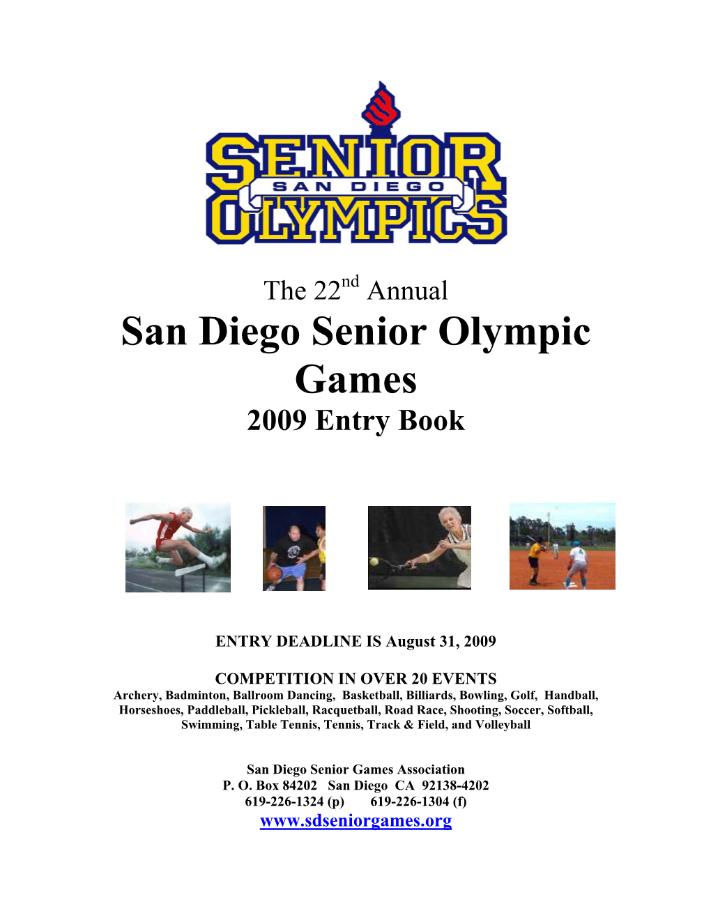 San Diego Senior Olympic Games 2009 Entry Book