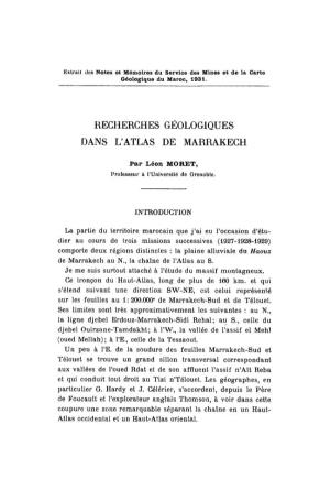 Recherches Géologiques Dans L'atlas De Marrakech