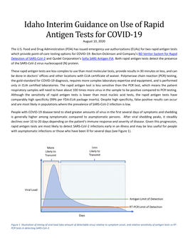 Idaho Interim Guidance on Use of Rapid Antigen Tests for COVID-19 August 10, 2020