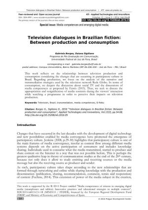 Television Dialogues in Brazilian Fiction: Between Production and Consumption | ATI