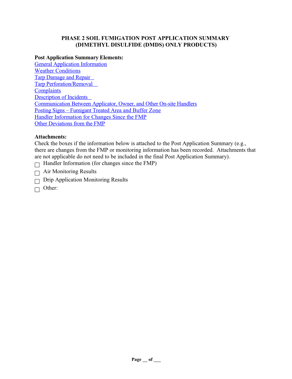 Phase 2 Soil Fumigation Post Application Summary