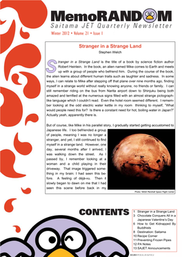 Winter 2012 • Volume 21 • Issue I Stranger in a Strange Land