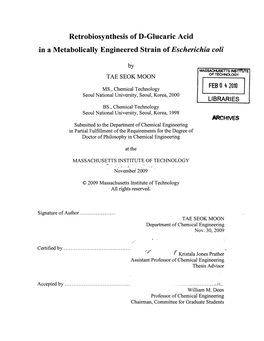 Retrobiosynthesis of D-Glucaric Acid in a Metabolically Engineered Strain of Escherichia Coli