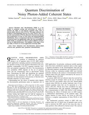 Quantum Discrimination of Noisy Photon-Added Coherent States Stefano Guerrini , Student Member, IEEE, Moe Z