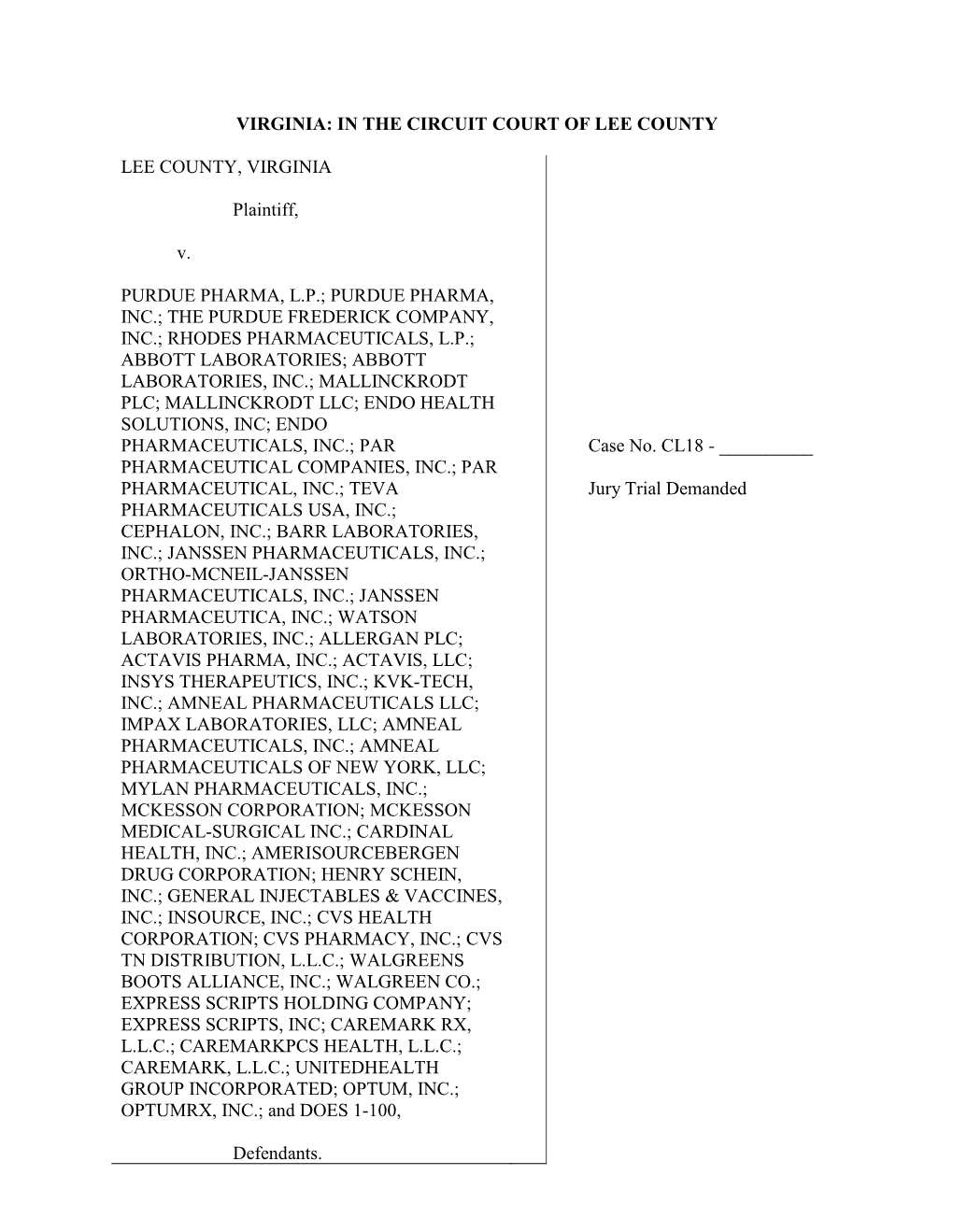 To Read the Lee County, VA Complaint