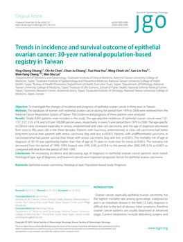 Trends in Incidence and Survival Outcome of Epithelial Ovarian Cancer: 30-Year National Population-Based Registry in Taiwan