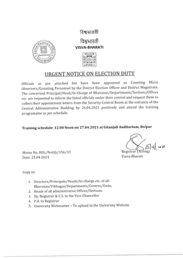 Apr 25 2021 UGRENT NOTICE on ELECTION DUTY