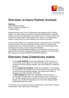 Address: Hasso-Plattner-Institut Prof.-Dr.-Helmert-Straße 2-3 14482 Potsdam