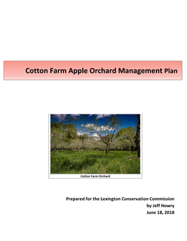 Cotton Farm Apple Orchard Management Plan