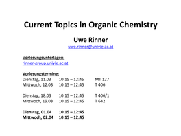 Current Topics in Organic Chemistry