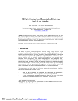 OCCAM: Ontology-Based Computational Contextual Analysis and Modeling