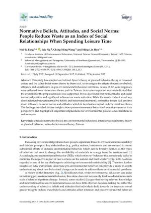 Normative Beliefs, Attitudes, and Social Norms: People Reduce Waste As an Index of Social Relationships When Spending Leisure Time
